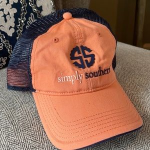 Simply southern coral and navy trucker hat